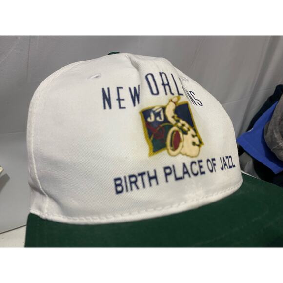 New Orleans vintage Hat Birth place of Jazz White Green - Picture 3 of 7